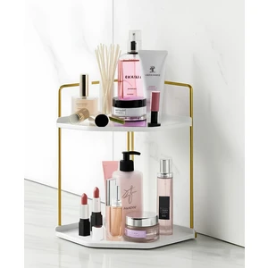 Dekoratif 2 Katlı Raf | Çok Amaçlı Organizer Paslanmaz Çelik & Ahşap Stand