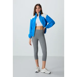 Tommy Life Gri Melanj Yüksek Bel Slim Fit Dar Paça Kadın Kapri Tayt - 93097