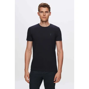 Twn Slim Fit Lacivert Düz Kabartma Baskılı T-Shirt