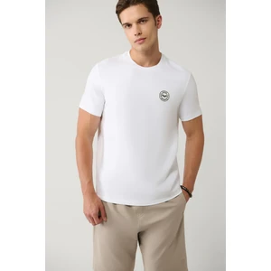 Erkek Beyaz Bisiklet Yaka Baskılı T-shirt A31Y1095