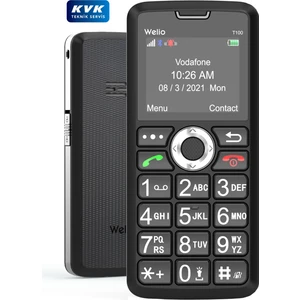 Wkey T100 Tuşlu Kamerasız Asker/Yaşlı Cep Telefonu Siyah