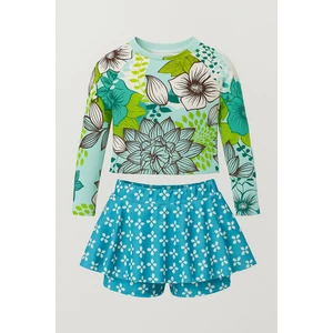 Etek Detaylı Kız Çocuk Desenli Mayo 3-10 Yaş 11916