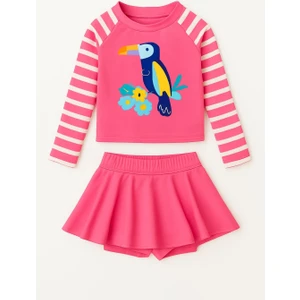 Etek Detaylı Kız Çocuk Desenli Mayo 3-10 Yaş 11917