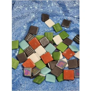 Karışık Renk Desen Sanatsal Cam Mozaik Taşı Tezgah Arası Mozaik (1 kg 240 Adet)