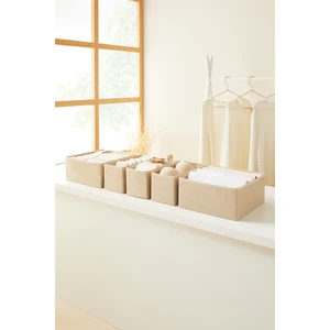Home Wave 6'lı Bej Pötikare Çekmece İçi Dolap Çamaşır Düzenleyici Katlanır Saklama Kutusu Organizer Set