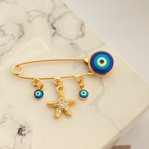 Bebek Yaka Iğnesi Bebek Nazarlık Deniz Yıldızı Yaka Iğnesi Gold