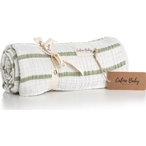 Caline Baby 4 Katlı Premium %100 Pamuk Müslin Battaniye| 120x120 cm | Yeşil Çizgili