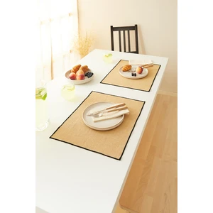 Home Wave 2 Adet Siyah Dikiş Detaylı Jüt Sofra Sunum Tabak Altlığı Supla Amerikan Servisi 45 x 35 cm