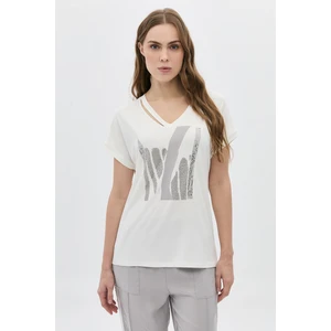 Yaka Detaylı Bsn'li Taşlı T-Shirt