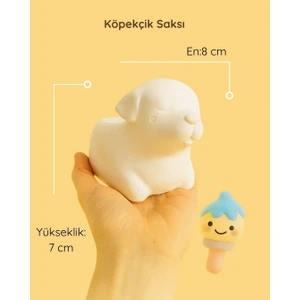 Köpekçik Seramik Saksı | Boyanabilir El Yapımı Beton Tozu Obje