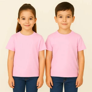 Unisex Basic Pamuklu Oversize Toz Pembe Çocuk Tişört