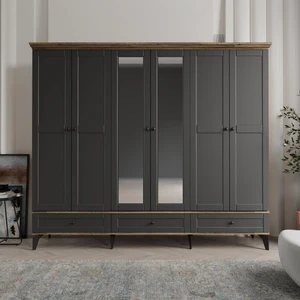 Silva 6 Kapaklı  Çekmeceli Mdf Gardırop