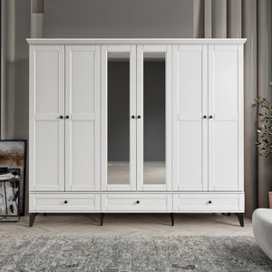 Silva 6 Kapaklı  Çekmeceli Mdf Gardırop