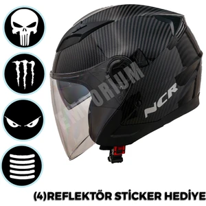 Jet Çenesiz Kask Carbon (Ece Belgeli)