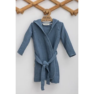 Caline Baby 4 Katlı Premium %100 Pamuk Rahat Bebek Bornozu| 3-4 Yaş | Navy