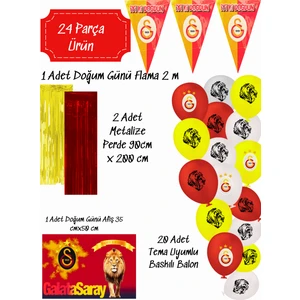 Perde ve Afişli Doğum Günü Parti Malzemeleri Süsleri Seti