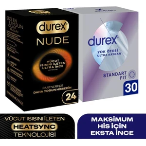 Nude Ultra Ince 24’lü + Yok Ötesi Ultra Kaygan Standart Fit Prezervatif 30’lu Set