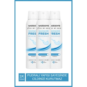 Shower Fresh Kadın Deodorant Sprey 3×150 ml Çiçeksi Pudralı 24 Saat Etkili Nemlendirici Formül