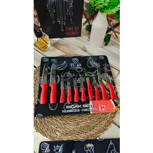 Lazerli Bıçak Seti 10 Parça Siyah Ekmek Bıçağı*2, Sebze Bıçağı*2, Meyve Bıçağı*6