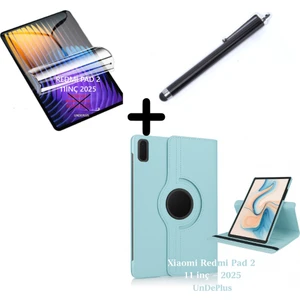 Xiaomi Redmi Pad 2 11INÇ 2025 Kılıf Dönen Tablet Kilifi Ekran Koruyucu+Kalem