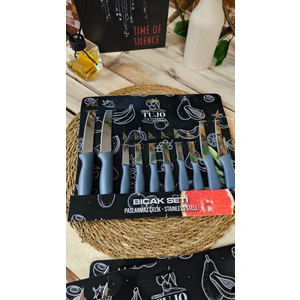 Lazerli Bıçak Seti 10 Parça Siyah Ekmek Bıçağı*2, Sebze Bıçağı*2, Meyve Bıçağı*6