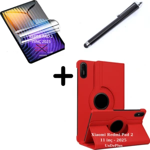 Xiaomi Redmi Pad 2 11INÇ 2025 Kılıf Dönen Tablet Kilifi Ekran Koruyucu+Kalem