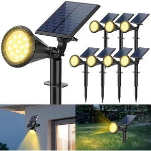 LED Spot Sarı Gün Işığı Solar Lamba Bahçe Aydınlatması Güneş Enerjili Sensörlü 18W Işık Duvar Çim Armatürü