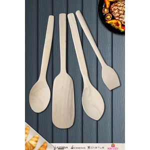 Doğal Şimşir Ağacı Ahşap Tahta Kaşık Spatula Seti Ağaç Kaşık (4lü Set)