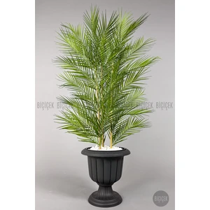 Yapay Areka Ağacı Palmiye Ağacı 33 Yapraklı Bambu Gövdeli Antrasit Nergis Saksı Salon Çiçeği 130CM