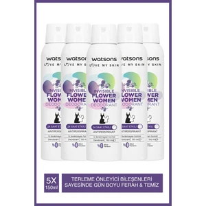 Invisible Flower Kadın Sprey Deodorant 150 ml x 5 – Çiçeksi Koku, Gün Boyu Kalıcı Koruma ve Ferahlık