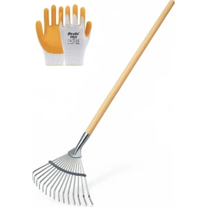 Toptancı Amca Tırmık Ahşap Saplı, Ayarlı Metal Çim ve Yaprak Toplama Tırmığı Eldiven Hediye !!