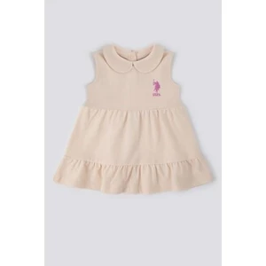 U.S. Polo Assn. Weaving A Frill Skirt Bej Bebek Elbise