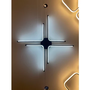 Yüksek Aydınlatmalı Kuzey Yıldızı Model Siyah Tavan Plafonyer LED Avize, 3 Renk Aydınlatma