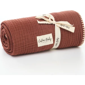 Caline Baby 4 Katlı Premium %100 Pamuk Çoban Dikişli Müslin Battaniye| 120x120 cm | Kahve
