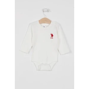 U.S. Polo Assn. Lisanslı Krem Kız Bebek Uzun Kol Body Zıbın