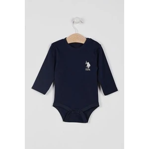 U.S. Polo Assn. Lisanslı Lacivert Kız Bebek Uzun Kol Body Zıbın