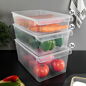 9'lu Kapaklı Buzdolabı Düzenleyici Set - Meyve Sebze Saklama Kabı Dolap Içi Organizer 3x(4-6-8) Lt