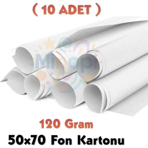 Beyaz Fon Kartonu 50X70 cm 10'lu Paket 120 gr Renkli Fon Kartonu