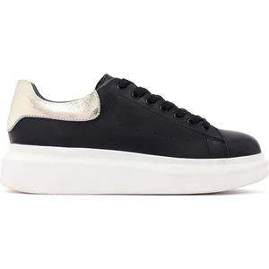 Kadın Siyah Bağcıklı Kalın Tabanlı Deri Sneaker 25AFD220518