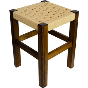 El Yapımı Ahşap Örmeli Hasır Tabure 40 cm | Şık ve Zarif Tasarım