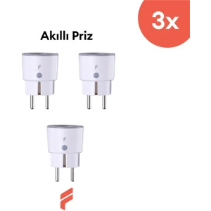 Akıllı Priz (16 AMPER) 3'lü Set, Wifi, Uzaktan Kontrol, Anlık Enerji Tüketim Takip, Zamanlayıcı, 2 Yıl Garantili, Tuya Destekli