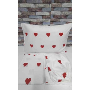 Pamuklu Ranforce Kumaş Tek Kişilik Kalpli Desen Nevresim Tam Takım