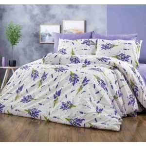 Pamuklu Ranforce Kumaş Çift Kişilik Lavanta Desen Nevresim Tam Takım