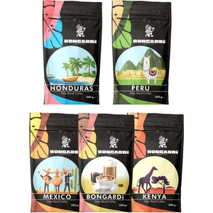 Bongardi Coffee Kenya Peru Honduras Mexico Daily Blend Kahve Seti 5 x 200 gr(Çekirdek Veya Öğütülmüş Seçileblir)