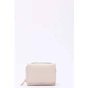 Krem SHK177 Suni Deri 8 Bölmeli, Kartlık, Kağıt ve Bozuk Para Bölmeli Çıtçıtlı Cüzdan