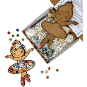 Balerin Mozaik ve Boyama Çocuk Etkinlik Seti - 2'si 1 Arada Mozaik ve Boyama Çocuk Dıy Etkinlik Seti