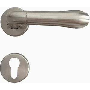 Donna Saten Gümüş Rozetli Pirinç Yale Çelik Kapı Kolu, Lüks, Paslanmaz, Şık ve Uzun Ömürlü, 1 Takım