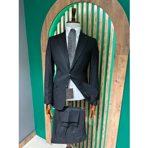 Erkek Siyah Regular Fit Mono Yaka Takım Elbise 2953-01