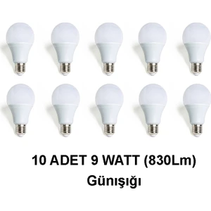 LED Ampul 9 Watt (830LM) 10 Adet