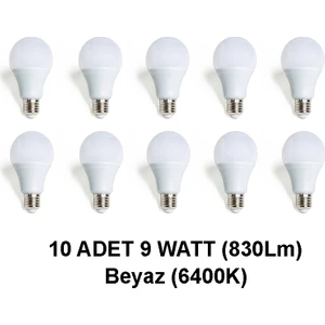 LED Ampul 9 Watt (830LM) 10 Adet